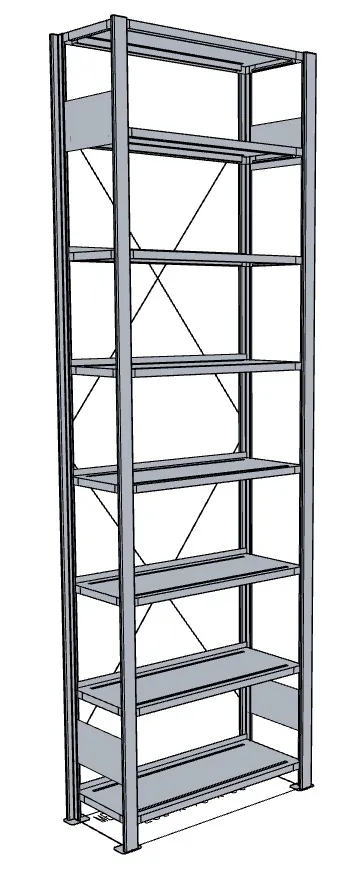 META COMPACT | Büro-Steckregal | Grundregal | 2550 x 1000 x 300 mm | Fachlast 80 kg | 8 Ebenen | verzinkt