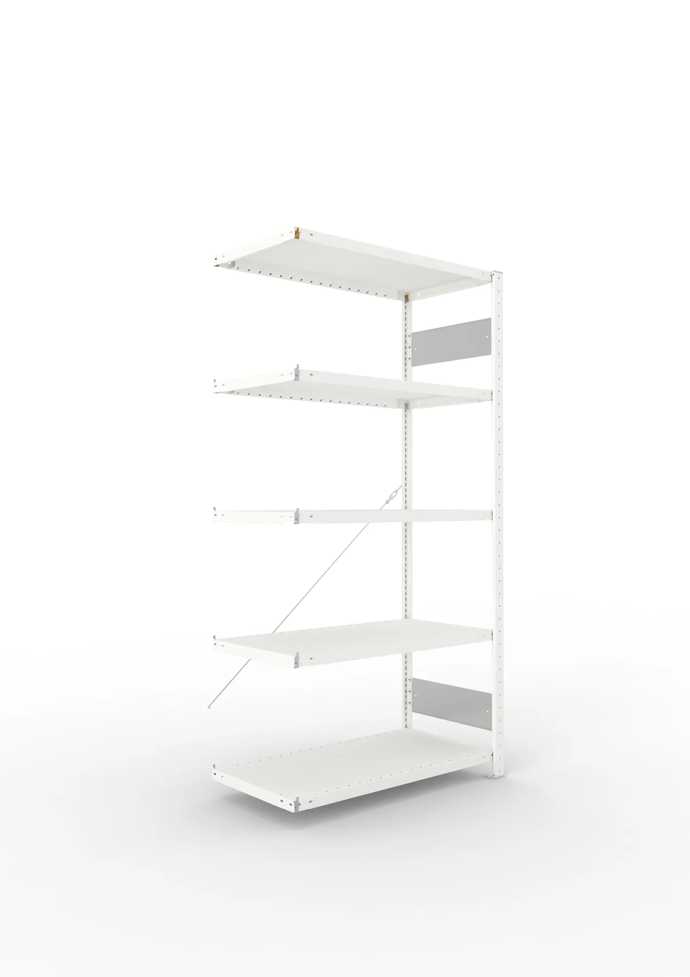 META CLIP S3 | Fachbodenregal | Anbauregal | 2000 x 1000 x 500 mm | Fachlast 100 kg | 4+1 Ebenen | RAL 7035