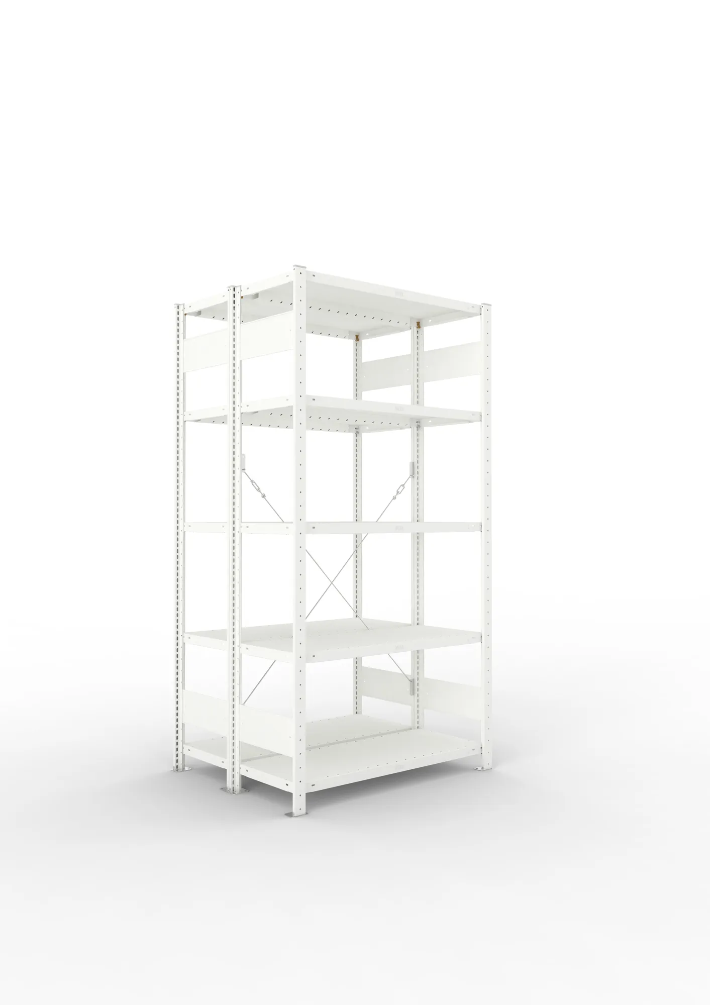 META CLIP | Fachbodenregal | Doppel-Grundregal | 2000 x 1000 x 400 mm | Fachlast 230 kg | 4+1 Ebenen | RAL 7035