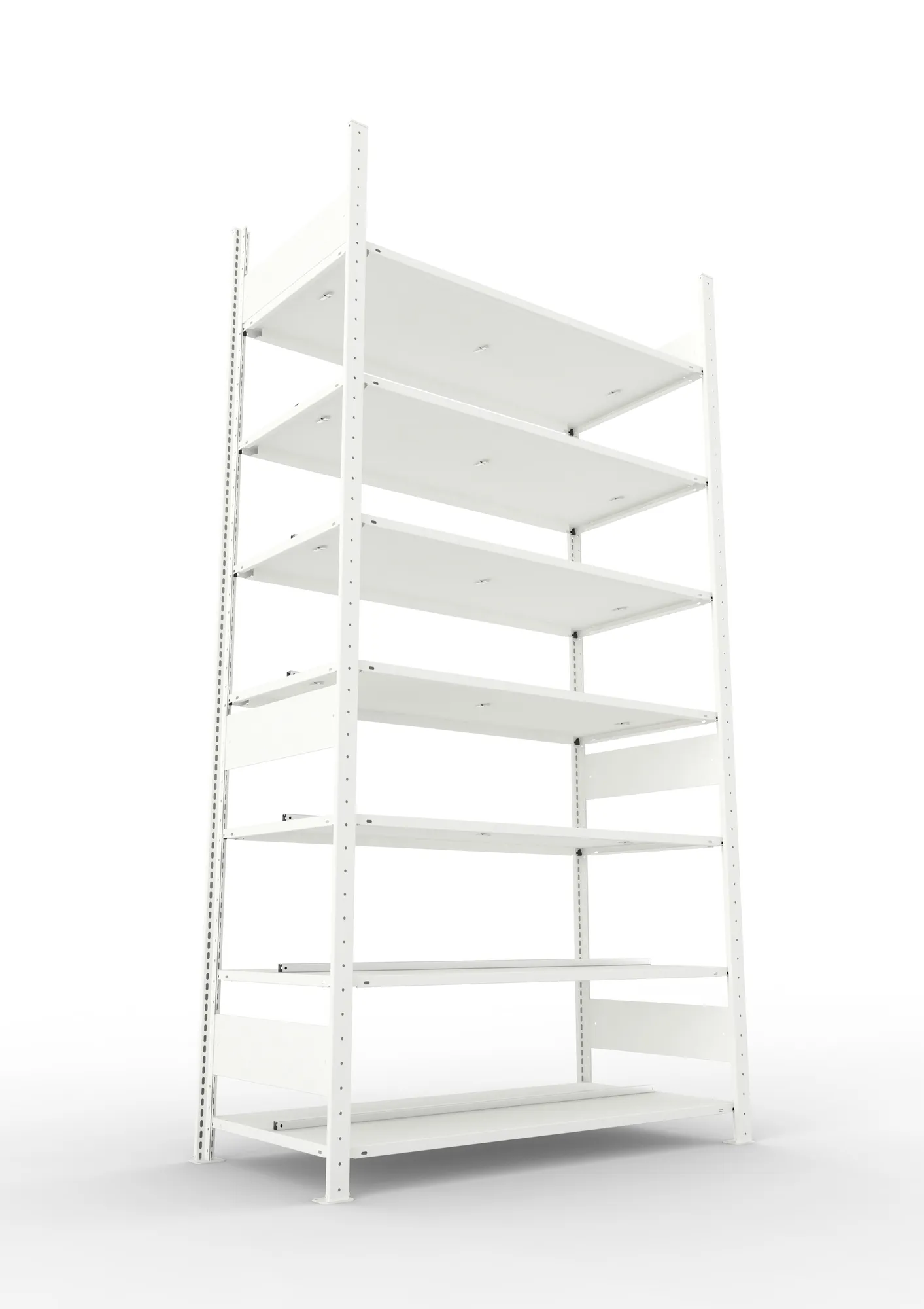 META COMPACT | Büro-Steckregal | Grundregal | 2500 x 1250 x 600 mm | Fachlast 100 kg | 7 Ebenen | RAL 7035