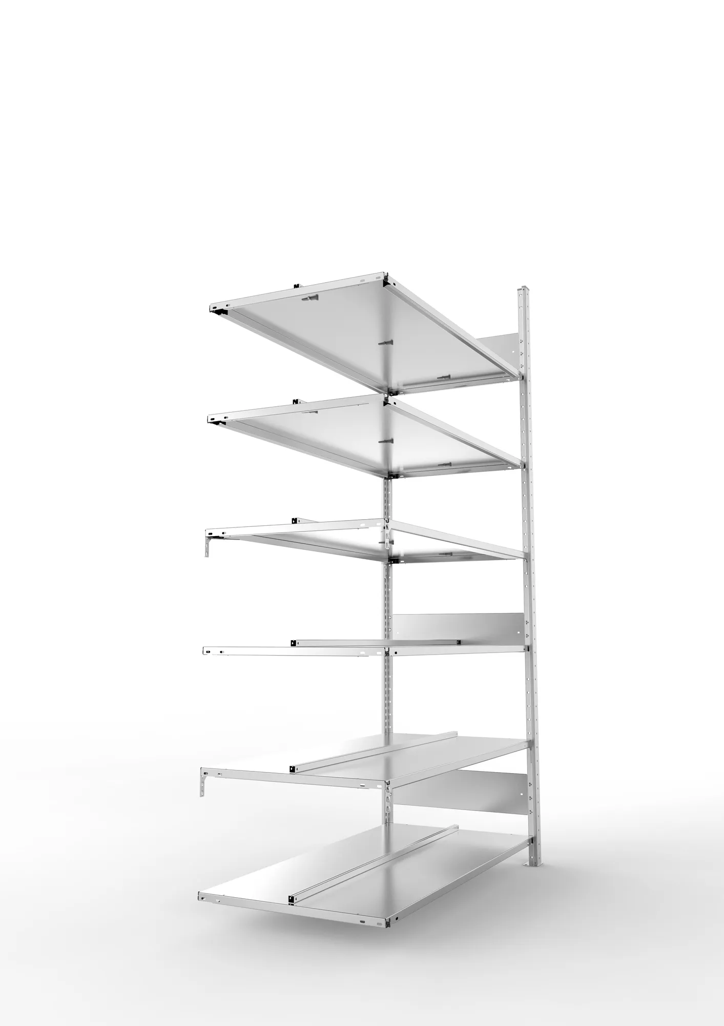META COMPACT S3| Büro-Steckregal | Doppel-Anbauregal | 2200 x 1250 x 600 mm | Fachlast 100 kg | 6 Ebenen | Mittelanschlag | verzinkt
