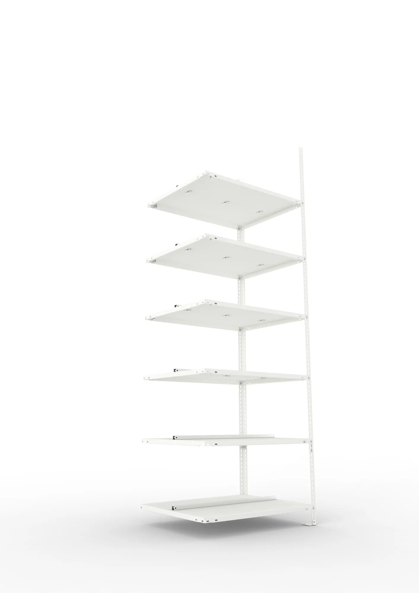 META FIX COMPACT | Büro-Schraubregal | Anbauregal | 2200 x 750 x 600 mm | Fachlast 100 kg | 6 Ebenen | RAL 7035