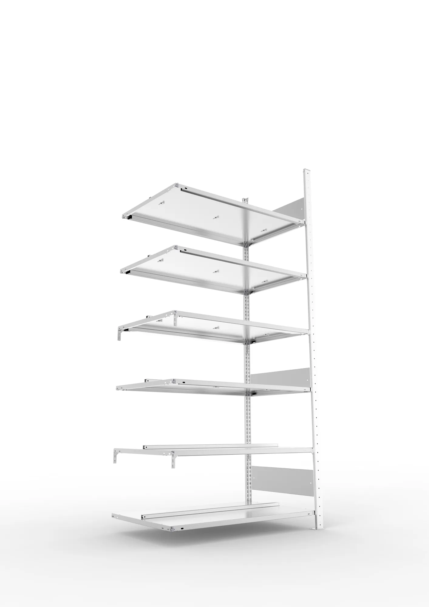 META COMPACT S3| Büro-Steckregal | Doppel-Anbauregal | 2200 x 1000 x 600 mm | Fachlast 100 kg | 6 Ebenen | Mittelanschlag | verzinkt