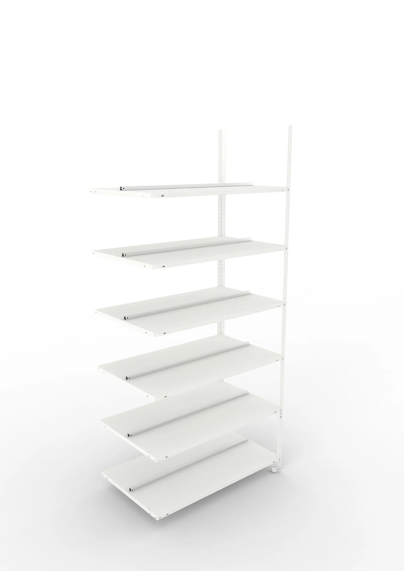 META FIX COMPACT | Büro-Schraubregal | Anbauregal | 2200 x 1000 x 600 mm | Fachlast 100 kg | 6 Ebenen | RAL 7035